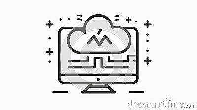 Efficient Cloud Sync on Computer: Streamline Data Synchronization Outline Vector Illustration