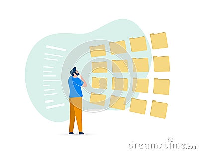 Efficient Document Management System for business. Organize and search files easily. Boost productivity with intuitive Vector Illustration
