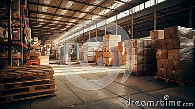 Efficient Goods Labeling in a Well-Organized Warehouse Facility for Streamlined Operations. Stock Photo