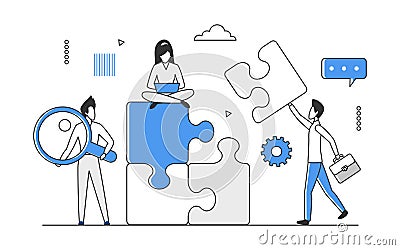 Efficient and innovative business team work solutions Vector Illustration