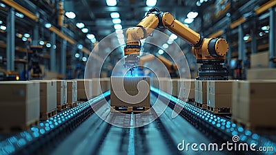 Efficient inventory control in a contemporary, automated warehouse setup is achieved with RPA bots Stock Photo