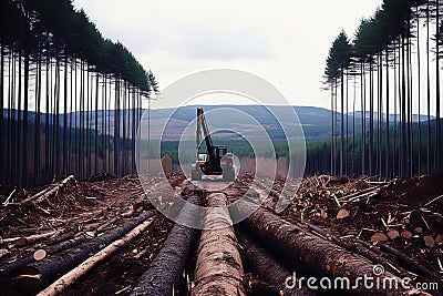 Efficient Logging Techniques for Environmentally Sustainable Forest Clearing Operations, using technology Stock Photo