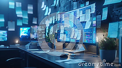 Efficient management of digital files in a modern office setting using document management technology. Stock Photo