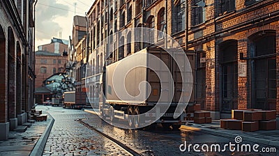 Efficient methods of packing and loading boxes onto trucks for timely delivery. Stock Photo