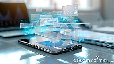Efficient Mobile Document Management: Scan, Edit, and Manage Documents on the Go with Cutting-Edge Apps Stock Photo