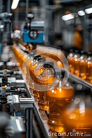 Efficient robotics on automated production line Stock Photo