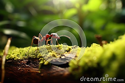 Efficient Strong ant on tree. Generate Ai Stock Photo