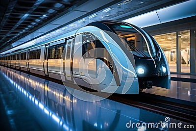Efficient transportation sleek train displays modern design in subway station Stock Photo