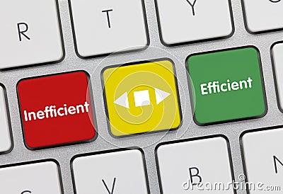 Efficient Vs Inefficient - Inscription on Green Keyboard Key Stock Photo