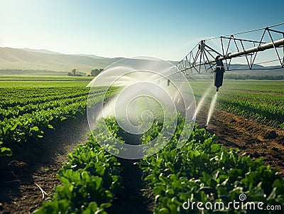 Efficient water irrigation for liveliness of rural agricultural lands Stock Photo
