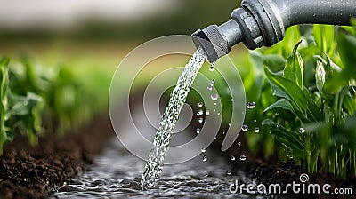 Efficient Water Management: Transforming Rice Fields with Automated Irrigation Techniques Stock Photo