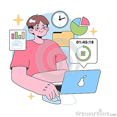 Efficient work concept. Flat vector illustration Cartoon Illustration