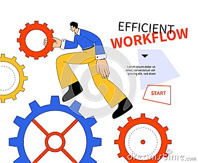 Efficient workflow - modern colorful flat design style web banner Vector Illustration