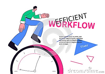 Efficient workflow - modern colorful line design style web banner Vector Illustration