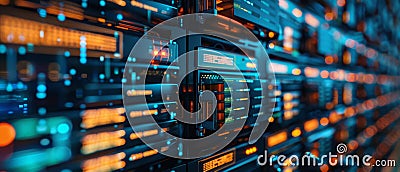 Efficiently organize and secure files digitally with a document management system interface on a computer screen. Stock Photo