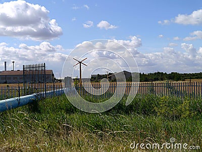 Effluent line with marker posts for shipping Stock Photo
