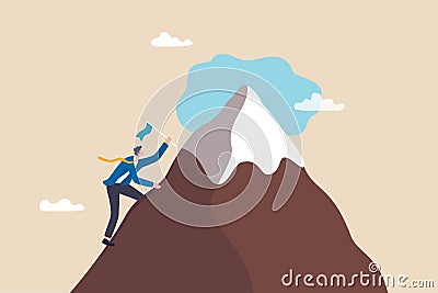 Effort or perseverance to reach goal or achievement success, mission or business growth, ambition to progress to target, tough or Vector Illustration