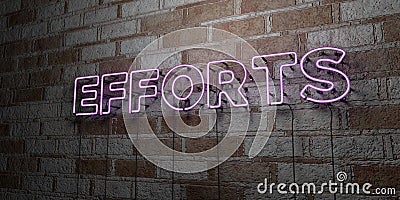 EFFORTS - Glowing Neon Sign on stonework wall - 3D rendered royalty free stock illustration Cartoon Illustration