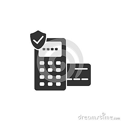 Eftpos secured terminal payment vector icon. Payment pdq terminal and shield icon. Vector Illustration