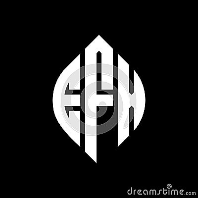 EFX circle letter logo design with circle and ellipse shape. EFX ellipse letters with typographic style. The three initials form a Vector Illustration