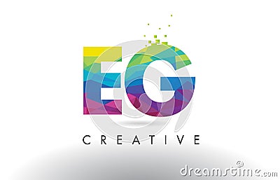 EG E G Colorful Letter Origami Triangles Design Vector. Vector Illustration