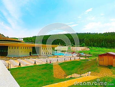 Egerszalok, Hungary - May 05, 2017: The people resting at the Saliris resort. Editorial Stock Photo