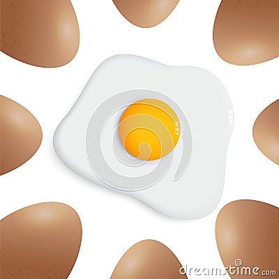 Egg around fried egg vector on white background Vector Illustration