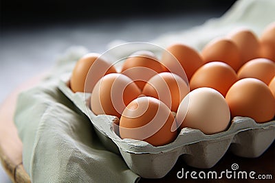 Egg arrangement Neat display of fresh chicken eggs in tray Stock Photo