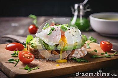 Egg avocado toast. Generate Ai Stock Photo