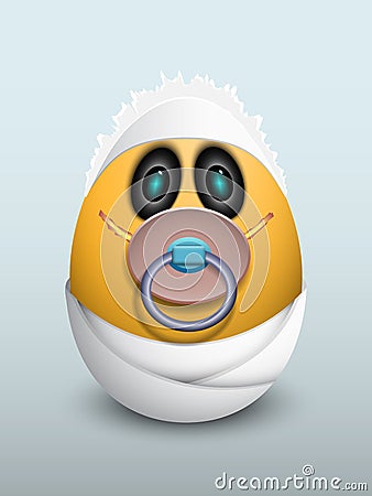 Egg baby with a pacifier. Vector Illustration