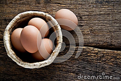 Egg in the basket Stock Photo