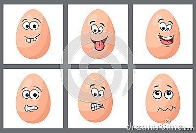 Egg character set isolated on white background. Cute cartoon eggs Vector Illustration