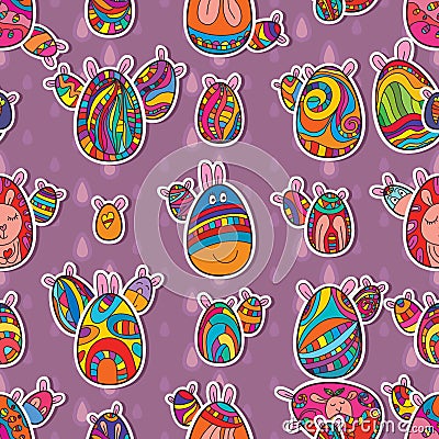 Egg Easter symmetry seamless pattern Vector Illustration