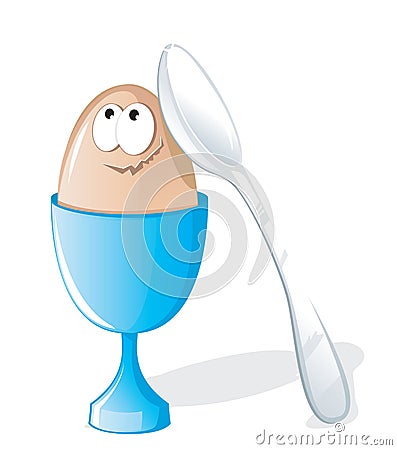 Egg in eggcup and spoon Vector Illustration