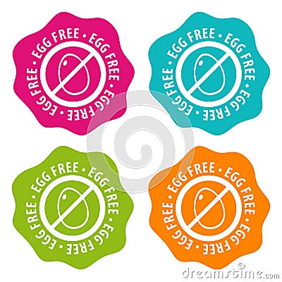 Egg free Badges on white Background Stock Photo