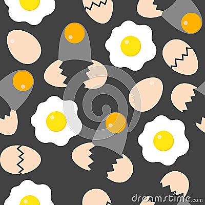 Egg and fried egg Seamless pattern for wrapping paper gift, back Vector Illustration