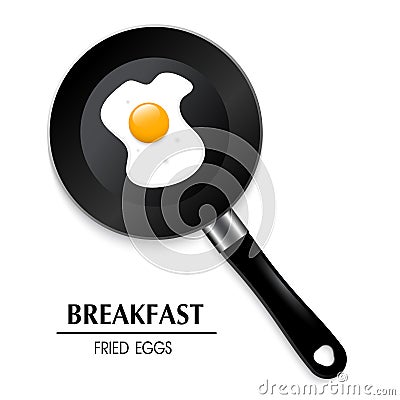 Egg in a frying pan a breakfast 3D fried eggs Vector Illustration