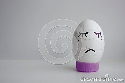 The egg is funny with the face on the stand Stock Photo