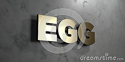 Egg - Gold sign mounted on glossy marble wall - 3D rendered royalty free stock illustration Cartoon Illustration