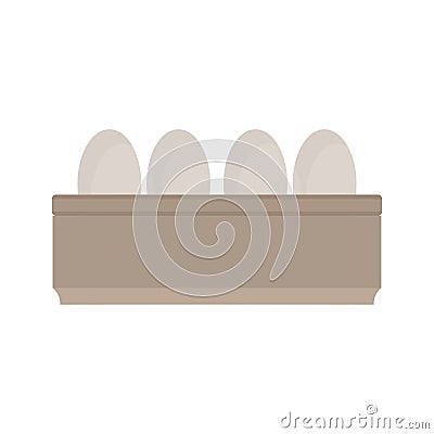 Egg holder vector icon breakfast design. Cartoon chicken food isolated white element. Kitchen organic cook ingredient Vector Illustration