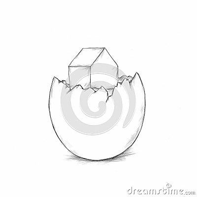 Egg with house as content Stock Photo