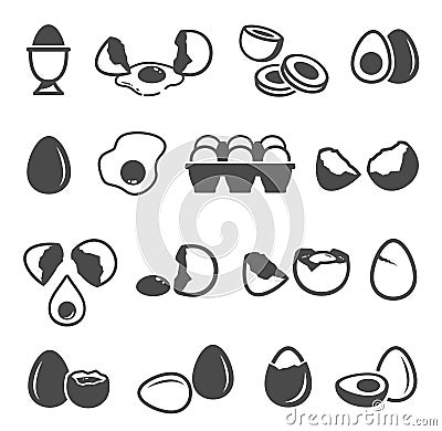 Egg icon set, natural fresh chicken product Vector Illustration