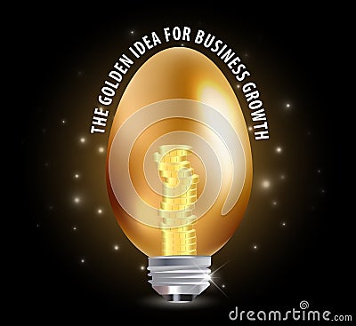 Egg with light bulb and coins, business golden Idea concept Vector Illustration