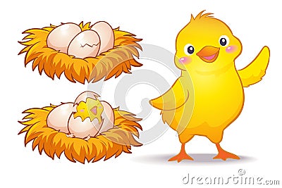 Egg and little chicken Vector Illustration