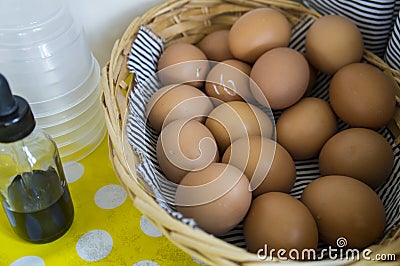 Egg mixture ice cream making sweet milk concpet Stock Photo