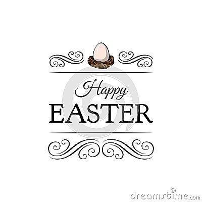 Egg in a nest. Easter Christian symbol. Happy Easter greeting card. Vector illustration. Vector Illustration