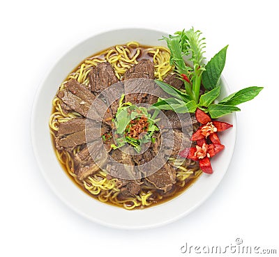 Egg Noodles with Braised Stewed Beef Stock Photo