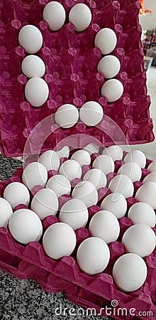 Egg pack, widely sold in supermarkets and widely used by those who attend gyms. Protein source Stock Photo