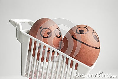 An egg with a painted face. Cute egg. Photo Stock Photo