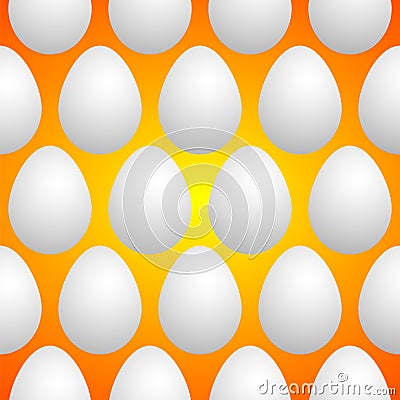 White eggs on orange background Vector Illustration